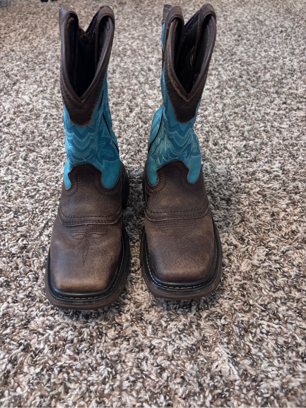 Rocky Kids Brown and Turquoise Western Boots